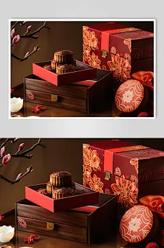 AI数字艺术中秋节送礼月饼礼盒图片