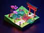 Low Poly - Spring Night in Japan by Brian Moon  on Dribbble