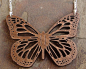 Sustainable Wooden Necklace - Monarch Butterfly - in Walnut黑脉金斑蝶项链 #手工# #首饰# ##