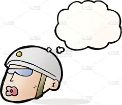 卡通警察头与思想泡泡
