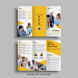 Plantilla de diseño de folleto tríptico amarillo | Vector Premium