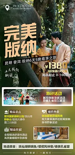 海报 旅游   西双版纳   大象 清新 森林 大气