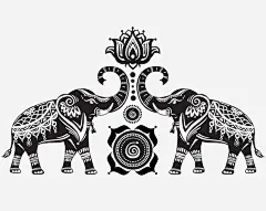 大象莲花插画免抠png素材_新图网ixintu.com