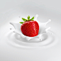 Strawberry in Yogurt : Yogurt splash with strawberry rendered in Blender and adjusted in Photoshop