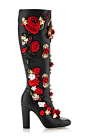 Rose Embroidered High Nappa Boot by Dolce & Gabbana for Preorder on Moda Operandi