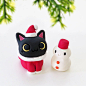 Cat figurine of Ceramics "The Santa Claus of black cat"　クリスマス　工房しろ : Please let me know if you would like to receive the parcel fast. In that case, I can ship to you it by EMS express mail. I will reply you after I prepare your private page of i