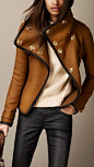 Ladies fashion 2014:Burberry leather trim blanket wrap jacket fashion