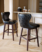 Estelle Black Leather Barstool  eclectic dining chairs and benches