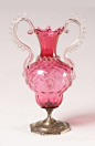 Salviati Pink Art Glass Vase Applied Silver Foot