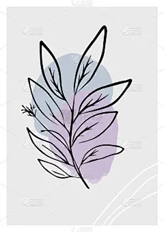 花卉元素卡，手绘桉树叶