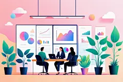 科技金融扁平风商务办公场景插画