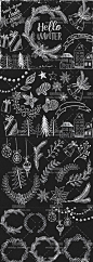 cm199|素描简约粉笔黑板底圣诞冬天花环树木手绘水彩PNG免扣素材-淘宝网