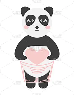 动物,野生植物,熊猫,美术肖像,北极,儿童画,可爱的,请柬,野生动物,问候