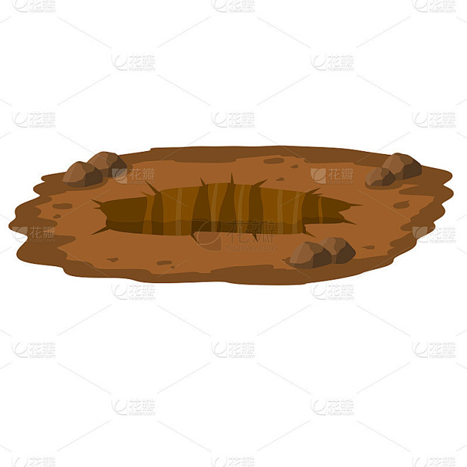 地上有个大洞。棕色的干燥土壤和矿山。沙漠景观元素。卡通插图图片_山川河流图片图片素材-花瓣网