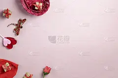 作文，情人节套装，所有的情人，妇女节。放置文本，顶部视图。副本的空间。平的。水平横幅空白