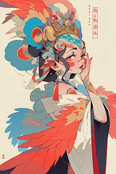 国粹戏曲人物形象插画