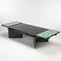 Edward Wormley, #5427 Extendable Coffee Table with Murano Glass Tiles for Dunbar, 1954.