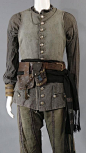 Black Sails. Item: Pirate Costume. This Costume includes: A Button-Front Waistcoat, Long Sleeve, V-Neck Shirt, Button-Front Pants, Tricorn Hat, Wrist Cuff, Pouch, Necklace, Scarf, Belt Pouch, Belt & Knee-High Boots. | eBay!