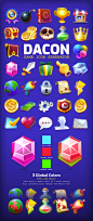 Icons : DACON is a premium, high quality, and carefully crafted icon set in semi-3D-cartoony style. Very suitable to use on any websites, casual games on mobile or any other devices.

All shapes are based on paths and smart objects, so it’s super easy to 