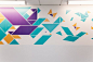 Consultancy Thomas.Matthews has decorated the walls of Sheffield Children’s Hospital with designs inspired by Chinese tangrams. Tangrams are puzzles consisting of seven irregular-sized shapes, used to make up a square. The constructed shapes form animals,