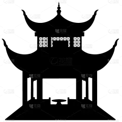 矢量凉亭元素建筑贴纸2