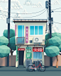 Beautiful Low Poly created in Blender. Small Japanese village. #LowPoly