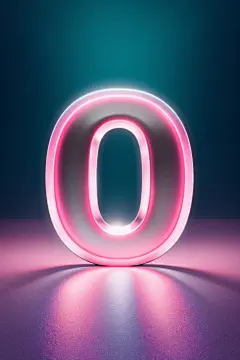 写实阴影折射彩色金属字体0数字模型图片