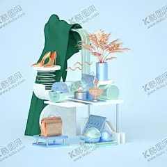 C4D模型小清新风格电商立体 【酷图网】octane,渲染器,Cinema4D,清新,高跟鞋,植物,包包,三维,小清新,干净,卡通,几何,海报,风格,电商,立体,场景,工程,源文件,展台,淘宝,京东,C4D,模型,动画,简约,素材,渲染,C4D模型,