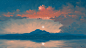General 1920x1080 digital painting landscape sunrise lake mountains sky clouds BisBiswas