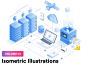 Illustrations : A small pack of trendy  isometric illustrations with technology thematic. The pack contains 7 creative scenes with two different styles(outlined and solid) for each of them.  Some of these may look overdone but I wanted to add as many elem