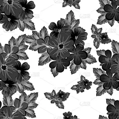 抽象的黑白无缝花图案。适合设计贺卡、请柬、生日祝福、派对、婚礼、情人节。在纺织品、墙纸。