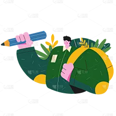 扁平夸张风矢量人物插画-写字