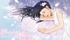 午休的女孩  - 源文件下载【酷图网】女孩,睡觉,漫画,精致,休息,午休,女子,