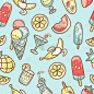 Kawaii cute seamless pattern with summer sweet foo