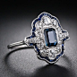 Art Deco Sapphire and Diamond Dinner Ring - 30-1-4951 - Lang Antiques