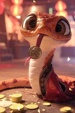 卡通生肖蛇立体动物形象