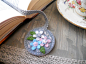 Embroidered felt bookmark in gray Floral bookmark Christmas gift Grey pink blue bookmark