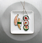 sushi enamel brooches