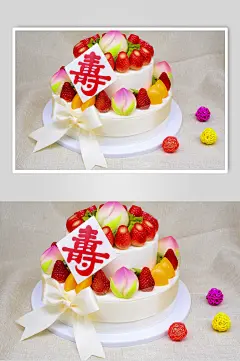 精致水果生日蛋糕摄影食物美食图片