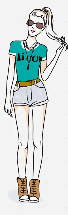 手绘线描线条时尚服饰走 创意素材