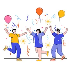 手绘卡通扁平风开心高兴愉快快乐人物