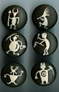 Handpainted Petroglyph Rock Art Cabinet Knobs U by KnobbyGal, via Etsy.