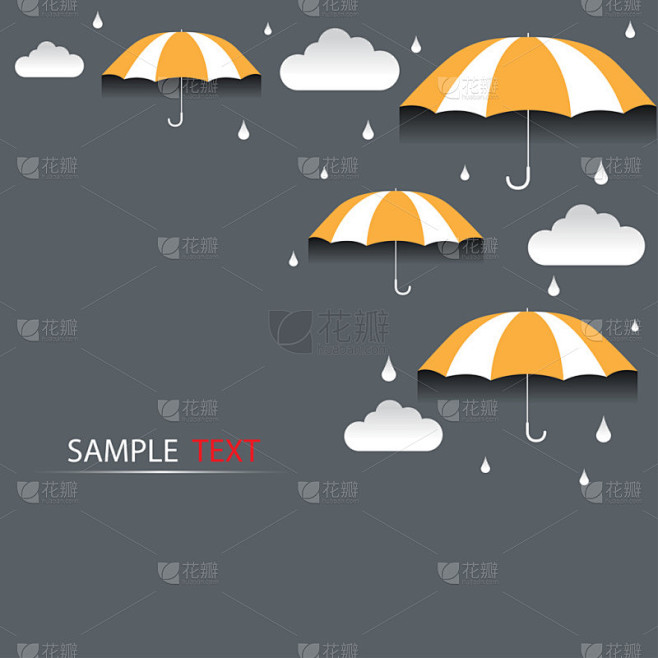 雨伞和雨背景矢量