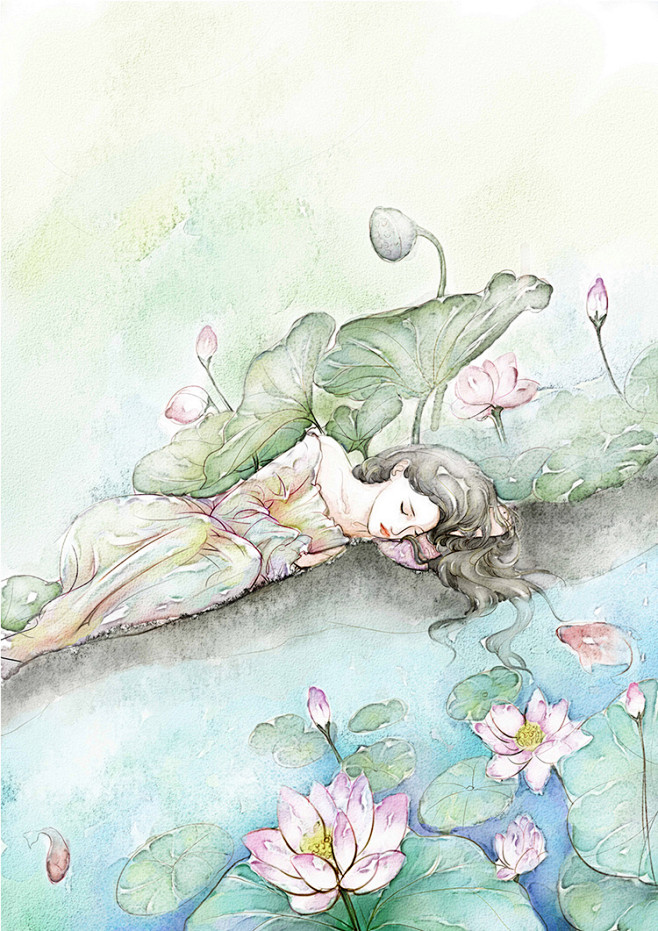 荷花塘-洋果子呀__涂鸦王国插画