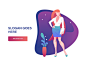 Redhead ;) people emotion site template notebook star floral gradient colors ux ui work office night red hair clothes woman art arrow