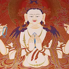 西藏手绘唐卡批发佛堂挂画供奉四壁观音菩萨画像黄财shen装饰画
