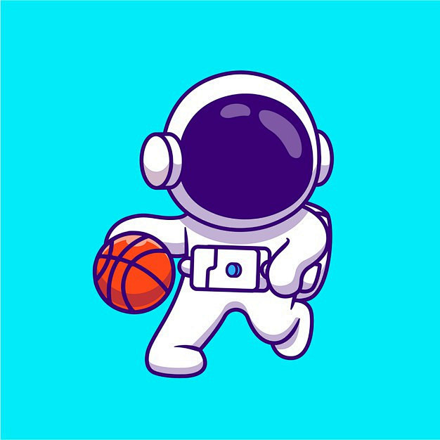 打篮球的宇航员，卡通矢量图插画矢量图素材
