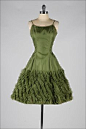 Vintage 1950's green chiffon cocktail party dress