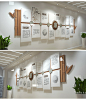 中式古典党建木质廉政文化墙 新款活动室走廊展厅形象墙AI模板