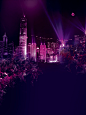紫色灯光城市海报背景七夕情人节